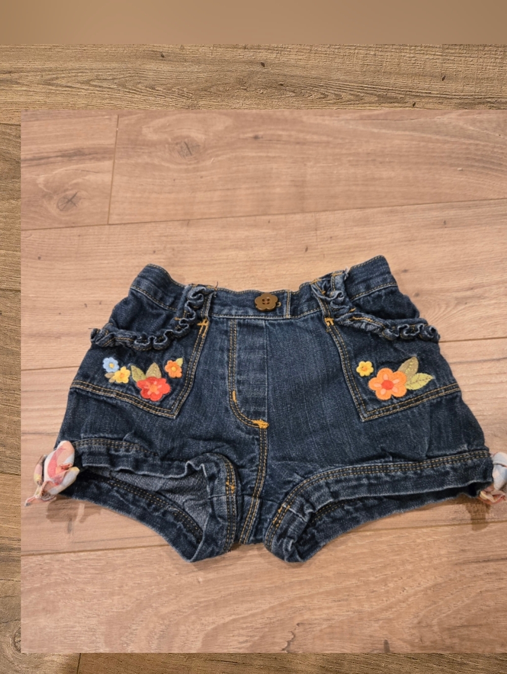 🌺 VINTAGE Gymboree Tropical Paradise Denim Shorts Size 6-12M🌺